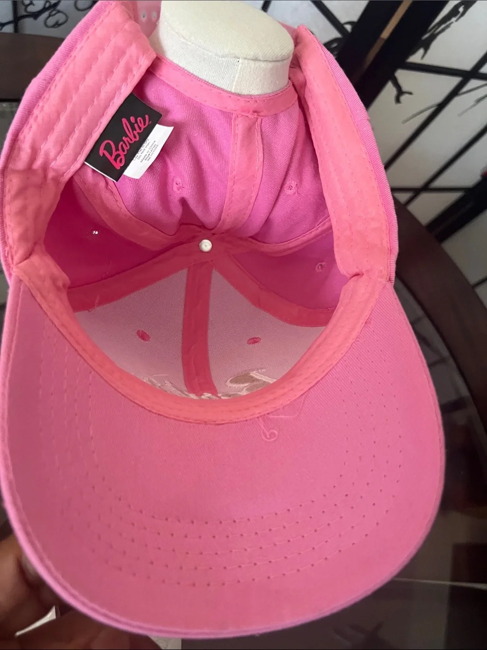 Barbie Hot Pink Embroidered Logo Baseball Hat with adjustable snap back